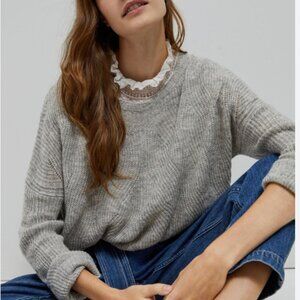 Anthropologie Keely Cable Knit Sweater‎ in Gray, Size XXSP